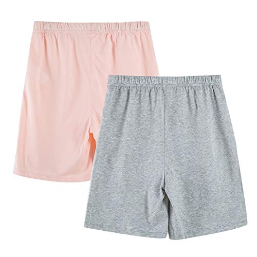 YOUNGSOUL Kinder Sweat Shorts Mädchen Jungen Kurze Hose Jogginghose Sommer Sporthosen 2er Pack Pink/Hellgrau 110-116/Größe 120 von YOUNGSOUL