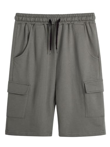 YOUNGSOUL Kurze Hose Jungen Cargo Shorts Baumwolle Sommerhose Kinder Kurz Jogginghose Dunkelgrau 130 von YOUNGSOUL