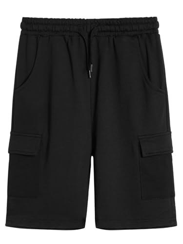 YOUNGSOUL Kurze Hose Jungen Cargo Shorts Baumwolle Sommerhose Kinder Kurz Jogginghose Schwarz 120 von YOUNGSOUL