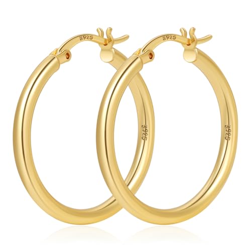 YOUNGYUE 2 mm 14 Karat Gold Creolen für Frauen hypoallergen vergoldet leicht große Gold Creolen 30/40/50/60/70 mm YOUNGYUE 2 mm 14 Karat Gold Creolen für Frauen hypoallergen vergoldet leicht große Gold Creolen 30/40/50/60/70 mm von YOUNGYUE