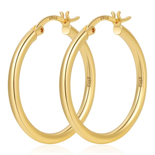 YOUNGYUE 2 mm 14 Karat Gold Creolen für Frauen hypoallergen vergoldet leicht große Gold Creolen 30/40/50/60/70 mm von YOUNGYUE