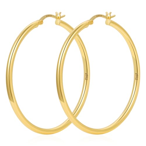 YOUNGYUE 2 mm 14 Karat Gold Creolen für Frauen hypoallergen vergoldet leicht große Gold Creolen 30/40/50/60/70 mm von YOUNGYUE