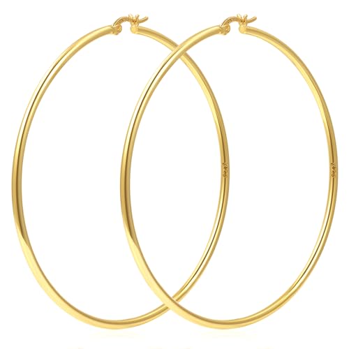 YOUNGYUE 2 mm 14 Karat Gold Creolen für Frauen hypoallergen vergoldet leicht große Gold Creolen 30/40/50/60/70 mm von YOUNGYUE