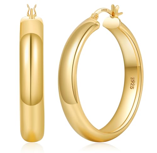 YOUNGYUE 8 mm Creolen Gold Ohrring für Damen, Hypoallergen14K Vergoldete Ohrringe Gold, Ohrringe Kreolen Creolen, Leichte Große für Damen 30/40/50/60 mm YOUNGYUE 8 mm Creolen Gold Ohrring für Damen, Hypoallergen14K Vergoldete Ohrringe Gold, Ohrringe Kreolen Creolen, Leichte Große für Damen 30/40/50/60 mm von YOUNGYUE