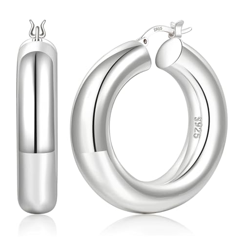 YOUNGYUE 8mm 925 Sterling Silber Creolen Hypoallergen Silber Creolen LeichteSilber Massive Ohrringe für Damen 30/40/50mm YOUNGYUE 8mm 925 Sterling Silber Creolen Hypoallergen Silber Creolen LeichteSilber Massive Ohrringe für Damen 30/40/50mm von YOUNGYUE