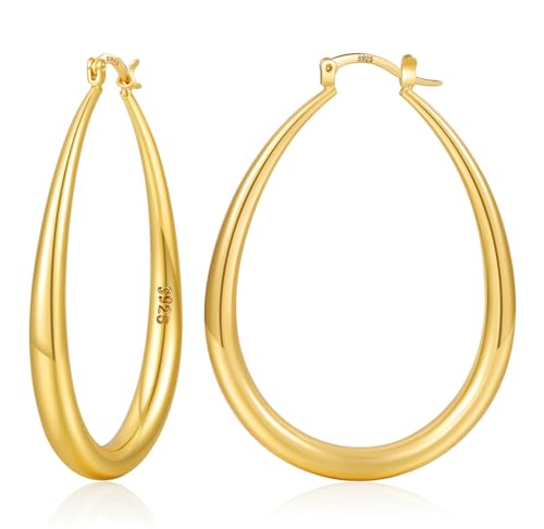 YOUNGYUE Gold Creolen 14 Karat Echtgold Hypoallergen, massive Gold Creolen, leichte ovale Ohrringe für Damen 35/40/50mm YOUNGYUE Gold Creolen 14 Karat Echtgold Hypoallergen, massive Gold Creolen, leichte ovale Ohrringe für Damen 35/40/50mm von YOUNGYUE