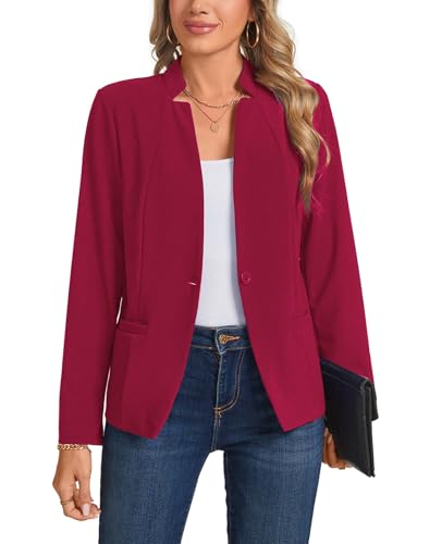 YOUNIFIZ Blazer für Damen, lässig, langärmelig, Knopfleiste vorne, für Arbeit und Büro, Blazer mit Taschen, 2025, S-2XL, 97_red, L YOUNIFIZ Blazer für Damen, lässig, langärmelig, Knopfleiste vorne, für Arbeit und Büro, Blazer mit Taschen, 2025, S-2XL, 97_red, L von YOUNIFIZ