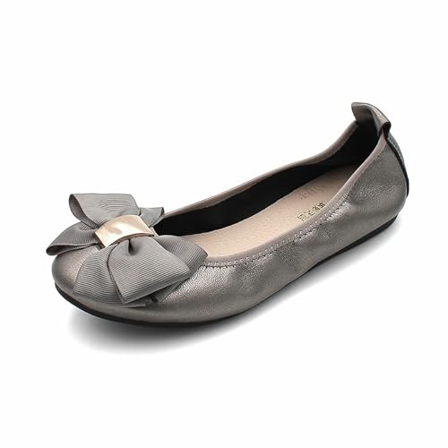 YOUNIFIZ Damen-Ballerinas mit Schleife, runder Zehenbereich, flache Schuhe, Leder, lässig, für die Arbeit, Schlupfschuhe, Mokassins, Grau/PU, 38.5 EU YOUNIFIZ Damen-Ballerinas mit Schleife, runder Zehenbereich, flache Schuhe, Leder, lässig, für die Arbeit, Schlupfschuhe, Mokassins, Grau/PU, 38.5 EU von YOUNIFIZ
