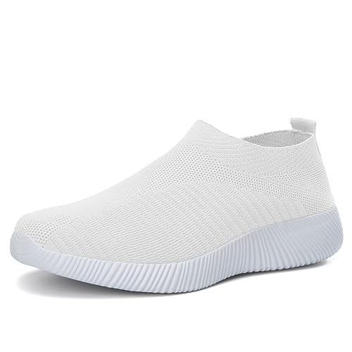 YOUNIFIZ Damen-Slipper zum Hineinschlüpfen, gestricktes Netzgewebe, leicht, bequem, atmungsaktiv, Sneaker, weiß, 41.5 EU YOUNIFIZ Damen-Slipper zum Hineinschlüpfen, gestricktes Netzgewebe, leicht, bequem, atmungsaktiv, Sneaker, weiß, 41.5 EU von YOUNIFIZ