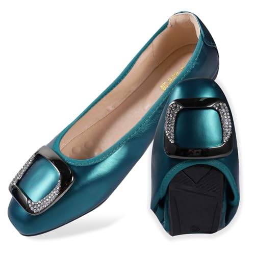 YOUNIFIZ Faltbare, weiche Ballerinas für Damen, quadratischer Zehenbereich, glitzernde Perlen, bequeme Slip-On-Ballerinas, Kleider, flache Schuhe, Grün , 36 EU YOUNIFIZ Faltbare, weiche Ballerinas für Damen, quadratischer Zehenbereich, glitzernde Perlen, bequeme Slip-On-Ballerinas, Kleider, flache Schuhe, Grün , 36 EU von YOUNIFIZ