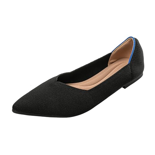 YOUNIFIZ Flache Damenschuhe mit breiter Breite, bequem, weich, atmungsaktiv, leicht, elegante Schuhe, Slipper, gestrickt, Ballerinas, Schwarz , 41 EU YOUNIFIZ Flache Damenschuhe mit breiter Breite, bequem, weich, atmungsaktiv, leicht, elegante Schuhe, Slipper, gestrickt, Ballerinas, Schwarz , 41 EU von YOUNIFIZ