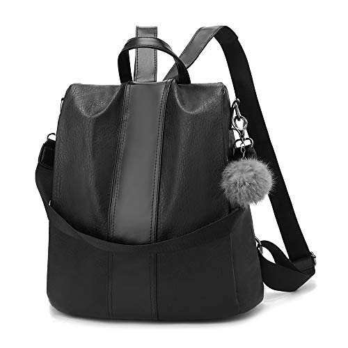 YOUNNE Frauen Rucksack Geldbörsen PU Leder Anti-Diebstahl Rucksack Wasserdicht Daypack Casual Schulter Satchel Tasche, Schwarz, Medium, Reisen von YOUNNE