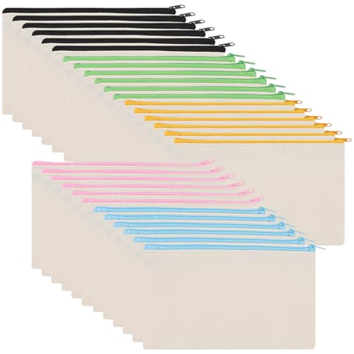 YOUNTHYE Federmäppchen aus Segeltuch, kleine Leinentaschen mit Reißverschluss, einfarbiges Federmäppchen, blanko, Stoff-Federmäppchen zum Dekorieren für Malerei, Schule, Handwerk, Reisen, 30 Stück, YOUNTHYE Federmäppchen aus Segeltuch, kleine Leinentaschen mit Reißverschluss, einfarbiges Federmäppchen, blanko, Stoff-Federmäppchen zum Dekorieren für Malerei, Schule, Handwerk, Reisen, 30 Stück, von YOUNTHYE