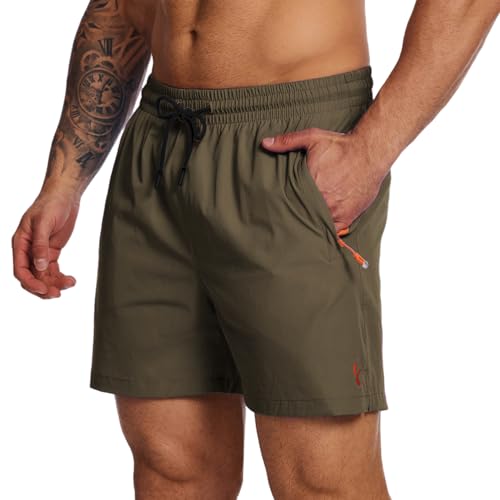 YOUPHYIMAI Badeshorts Herren Kurz Atmungsaktiv Schnelltrocknend Badehose Männer Elastisch Verstellbar Mit Tunnelzug Meshfutter und Reißverschlusstasche von YOUPHYIMAI