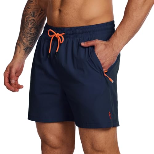 YOUPHYIMAI Badeshorts Herren Kurz Atmungsaktiv Schnelltrocknend Badehose Männer Elastisch Verstellbar Mit Tunnelzug Meshfutter und Reißverschlusstasche von YOUPHYIMAI