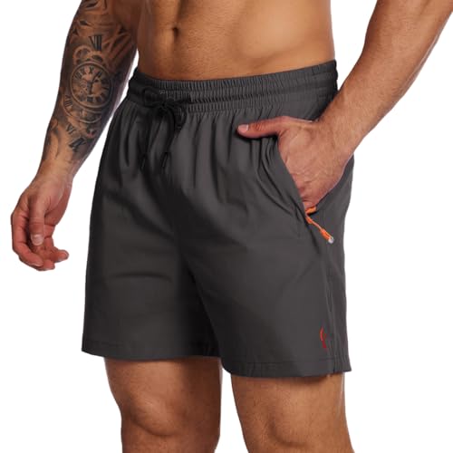YOUPHYIMAI Badeshorts Herren Kurz Atmungsaktiv Schnelltrocknend Badehose Männer Elastisch Verstellbar Mit Tunnelzug Meshfutter und Reißverschlusstasche von YOUPHYIMAI