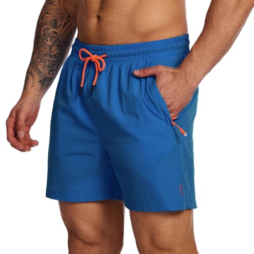 YOUPHYIMAI Badeshorts Herren Kurz Atmungsaktiv Schnelltrocknend Badehose Männer Elastisch Verstellbar Mit Tunnelzug Meshfutter und Reißverschlusstasche von YOUPHYIMAI