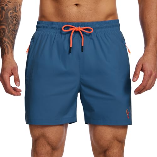 YOUPHYIMAI Badeshorts Herren Kurz Atmungsaktiv Schnelltrocknend Badehose Männer Elastisch Verstellbar Mit Tunnelzug Meshfutter und Reißverschlusstasche von YOUPHYIMAI