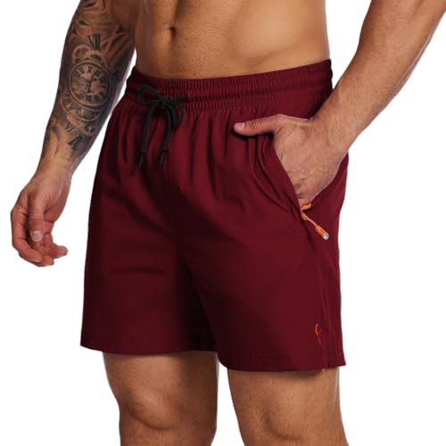 YOUPHYIMAI Badeshorts Herren Kurz Atmungsaktiv Schnelltrocknend Badehose Männer Elastisch Verstellbar Mit Tunnelzug Meshfutter und Reißverschlusstasche von YOUPHYIMAI