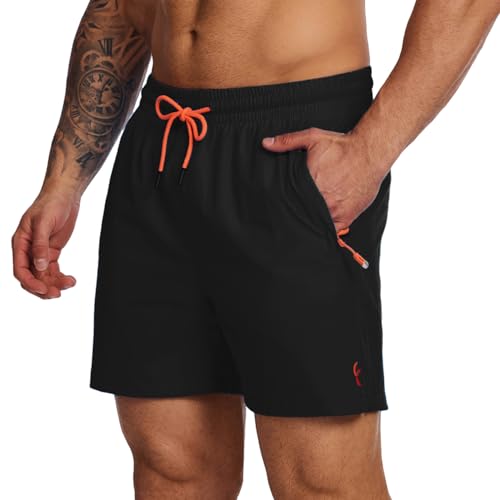 YOUPHYIMAI Badeshorts Herren Kurz Atmungsaktiv Schnelltrocknend Badehose Männer Elastisch Verstellbar Mit Tunnelzug Meshfutter und Reißverschlusstasche von YOUPHYIMAI