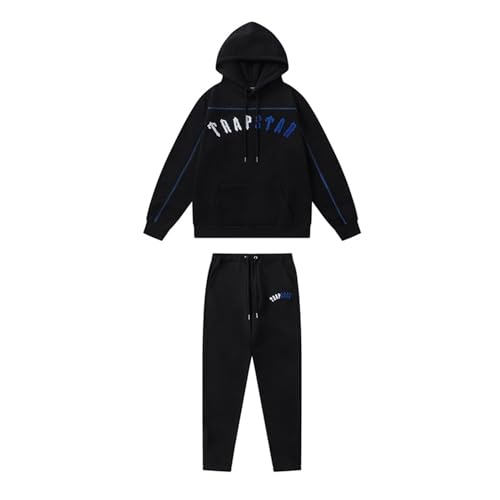 YOUPO Gestickter Trapstar-Trainingsanzug for Männer und Frauen, Unisex-Trapstar-Shooter-Anzug, 2-teiliges Sport-Jogging-Set for Herbst und Winter, Fleece-Kapuzenpullover und Hose (Color : 8839 blue, von YOUPO