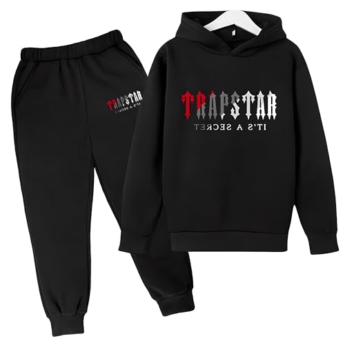 YOUPO Trapstar Kinder-Trainingsanzüge, Herbst/Winter Trapstar London Druck-Hoodie und Jogginghose, 2-teiliges Bekleidungsset, Sportbekleidung (Color : 12, Größe : 150) von YOUPO