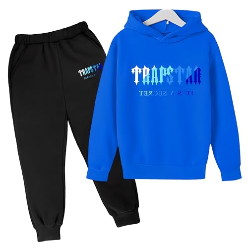 YOUPO Trapstar Kinder-Trainingsanzüge, Herbst/Winter Trapstar London Druck-Hoodie und Jogginghose, 2-teiliges Bekleidungsset, Sportbekleidung (Color : 5, Größe : 160) von YOUPO