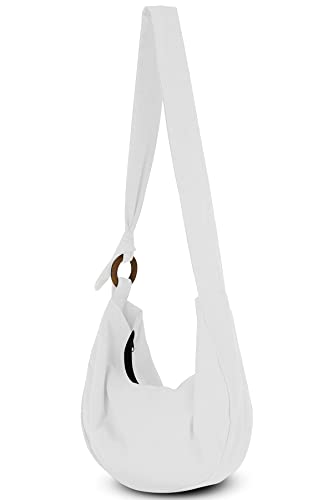 Your Cozy Boho Hobo Umhängetasche Damen – Handgemachte Baumwolltasche mit Holzring | Leichte Schultertasche von Your Cozy