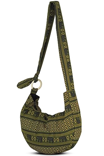 Your Cozy Damen Crossbody Handtaschen Hippie Tasche Hobo Taschen für Frauen Schulter Sling Bag Hippie Tote Bag Hippie Geldbörse, Grüner Elefant, Einheitsgröße von Your Cozy