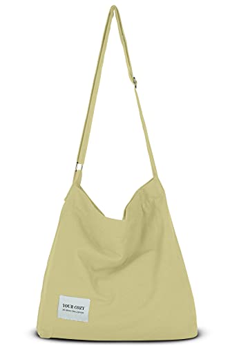 Your Cozy Damen Retro Große Größe Baumwolle Schultertasche Hobo Crossbody Handtasche Casual Tote für Einkaufen und Reisen, cremefarben, Einheitsgröße von Your Cozy