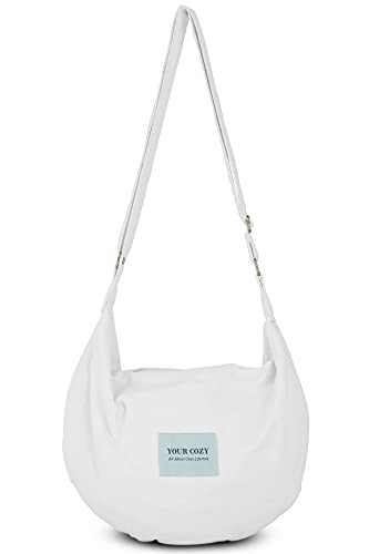 YOUR COSY Damen Sling Umhängetaschen Große Schulter Shopping Hobo Bag Handtasche Top Zip Bags Handmade Messenger Bag (Weiß) von Your Cozy