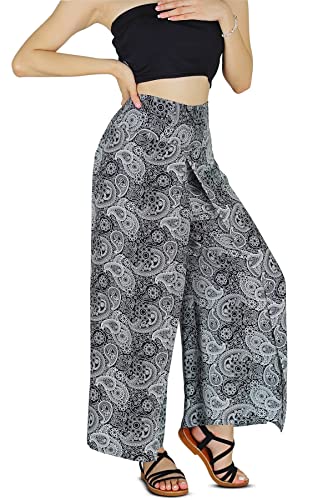 Your Cozy Harem Pants Yoga for Women Palazzo Beach Wear Wide Leg Boho Hippie Bohemian Aladdin Genie (Black Elephant_M) von Your Cozy