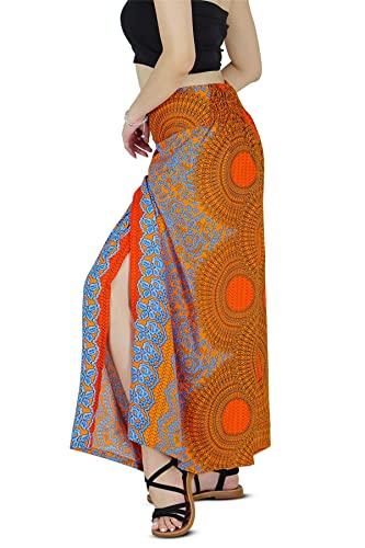 Your Cozy Harem Pants Yoga for Women Palazzo Beach Wear Wide Leg Boho Hippie Bohemian Aladdin Genie (Orange Sunflower_S) von Your Cozy