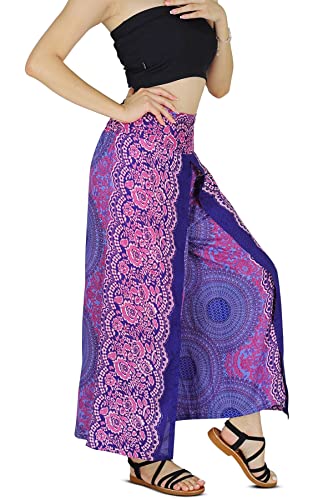 Your Cozy Harem Pants Yoga for Women Palazzo Beach Wear Wide Leg Boho Hippie Bohemian Aladdin Genie (Pink Blue Sunflower_S) von Your Cozy