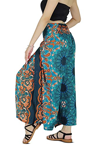 Your Cozy Harem Pants Yoga for Women Palazzo Beach Wear Wide Leg Boho Hippie Bohemian Aladdin Genie (Turquoise Peacock Tail_S) von Your Cozy