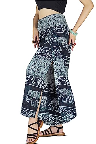 YOUR COZY Haremshose Yoga für Frauen Palazzo Strandkleidung weites Bein Boho Hippie Bohemian Aladdin Genie, Elefant Ägäis, S von Your Cozy