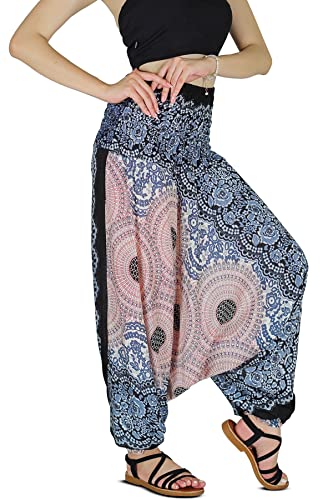 Your Cozy Haremshose für Damen, Hippie-Boho-Kleidung, Mc Hammer-Hose, Overall, lässig, locker, Strand, Jogginghose, Bequeme, Weite Boho-Yoga-Hose (Peach Sunflower_S) von Your Cozy