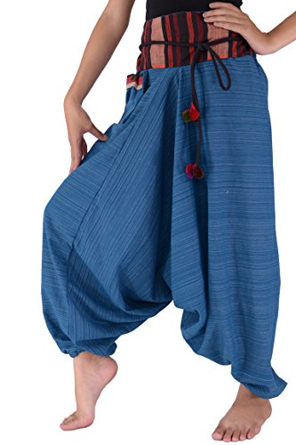 Haremshose für Frauen und Männer Baumwoll-Reisehose Frauen Traditionell Loose Harem Hose aus 100% Baumwolle von Your Cozy