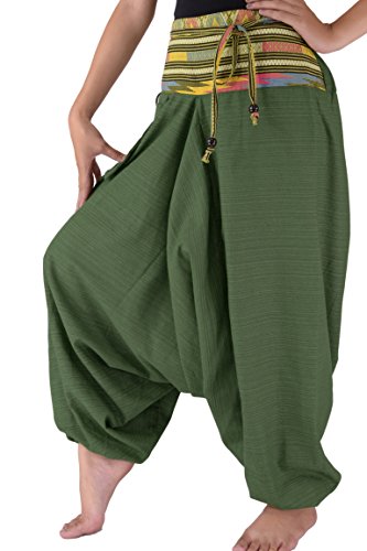 YOUR COZY Haremshose für Frauen und Männer Böhmische Hippiehose Traditioneller Loser Harem 100% Baumwolle (grün 3XL) von Your Cozy