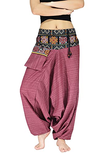 YOUR COZY Haremshose für Frauen und Männer Männliche Zigeunerhose Traditioneller Loser Harem 100% Baumwolle (Rot 3XL) von Your Cozy