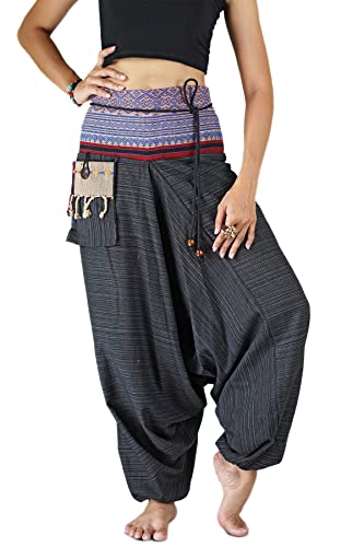 YOUR COZY Haremshose für Frauen und Männer Zigeunerhose Schwarz Traditionelle Loose Harem Hose aus 100% Baumwolle (Schwarz 2XL) von Your Cozy