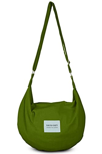 YOUR COSY Damen Sling Umhängetaschen Große Schulter Shopping Hobo Bag Handtasche Top Zip Bags Handmade Messenger Bag (Grün) von Your Cozy