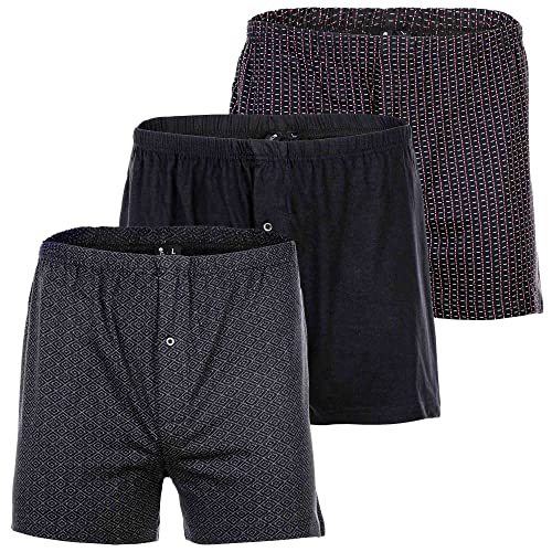 YOURBASICS Herren Jersey-Boxershorts, weiche Baumwollunterhosen 'weiter American Style' im 3er Pack - Cotton, Eingriff mit Knopf, Multipack SchwarzMix XL von YOURBASICS