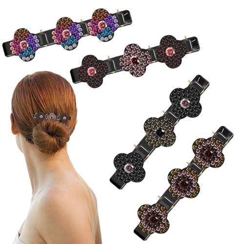 YOURKAY 4PCS Kristallblumen-Haarspangen, Sparkling Crystal Stone Braided Hair Clips,Geflochtene Haarspangen, Haarnadel Entenschnabel Clip, Modische Doppelschicht, Haarspangen Haarschmuck für Frauen YOURKAY 4PCS Kristallblumen-Haarspangen, Sparkling Crystal Stone Braided Hair Clips,Geflochtene Haarspangen, Haarnadel Entenschnabel Clip, Modische Doppelschicht, Haarspangen Haarschmuck für Frauen von YOURKAY