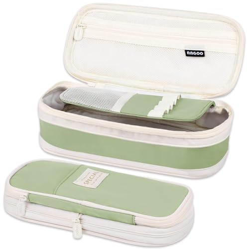 YOURKAY Federmäppchen mit großem Fassungsvermögen,Mäppchen mit Reißverschluss, Schreibwaren Schreibtisch Organizer Federmappe Schreibwaren-Organizer, Pencil Case für Kinder, Teenager, Studenten (Grün) von YOURKAY