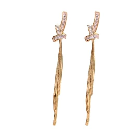 Elegante Kristall-Quasten-Ohrringe, langes baumelndes Design, erhältlich in Gold und Silber (Silber), One Size, Achat von YOURNAME