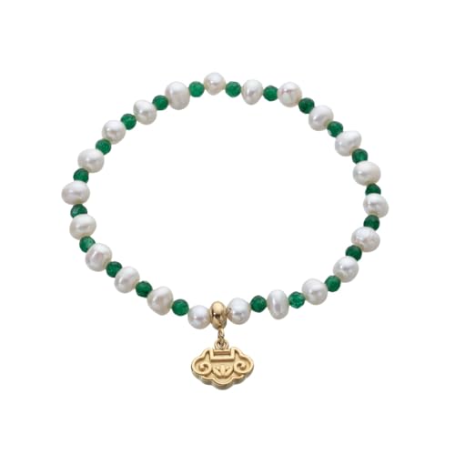 YOURNAME Edelstein Armband Damen, Handgewebtes Armband Aus Naturstein Mit Leichten Luxusperlen, Energieschmuck Für Frauen, Stil J von YOURNAME