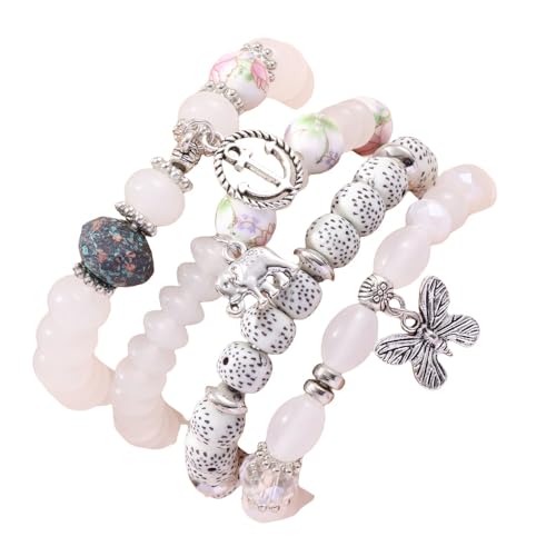 YOURNAME Kristall Armband, Mehrschichtiges Mode-Böhmisches Armband Schmetterlingskristall Modearmband, Energieschmuck Für Frauen Weißer Elefant von YOURNAME