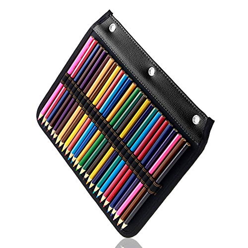 YOUSHARES 54 Slots Bleistift Sleeve – Binder entworfen Bleistift Seite kompatibel mit 216 Slots Bleistift Fall für Aquarell Bleistift, Gel Pen & Kosmetik Bürste (Schwarz) von YOUSHARES