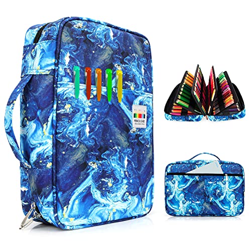 YOUSHARES Mäppchen Groß - 300 Slots Federmappe Super Große Stifteetui Organizer mit Reißverschluss, Mehrschichthalter für Prismacolor Buntstifte & Gelstift (Quicksand Blau) von YOUSHARES